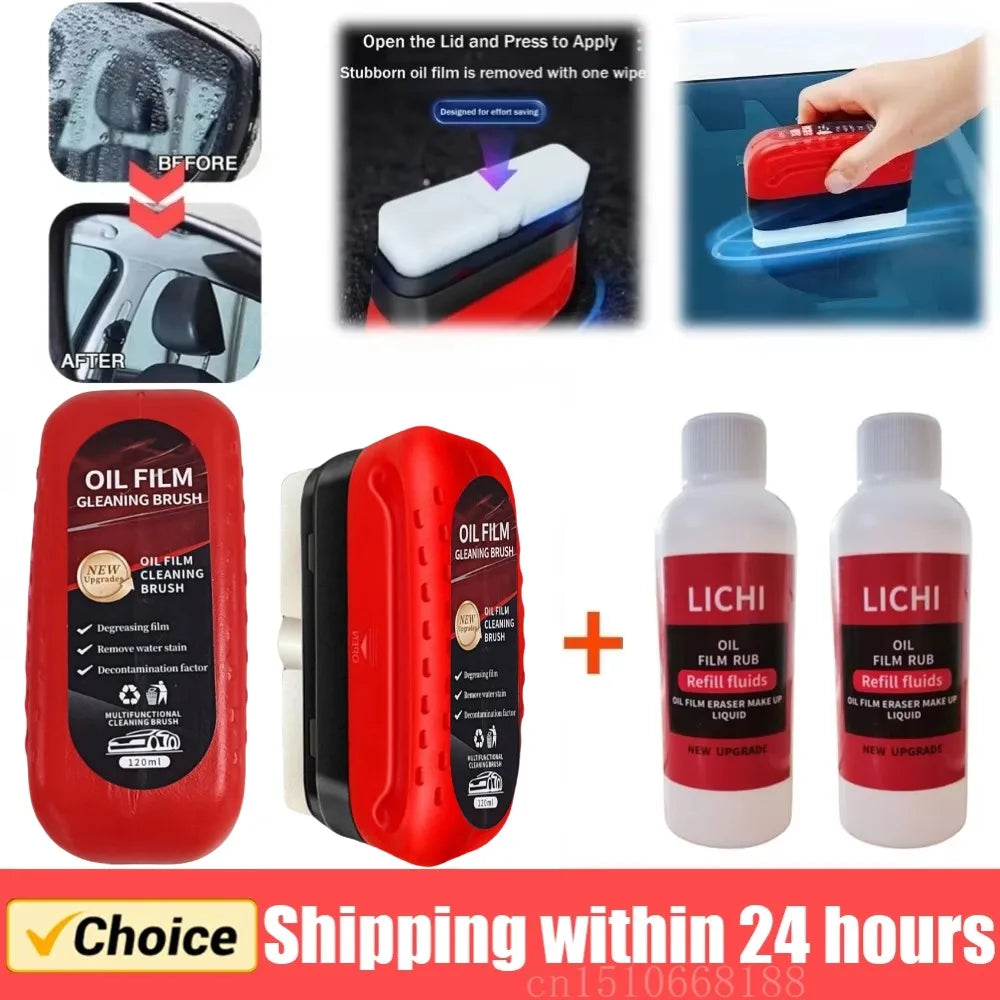 120 ml Auto-Ölfilmreiniger für Windschutzscheibe – Hydrophober Glasreiniger mit Reinigungsbürste