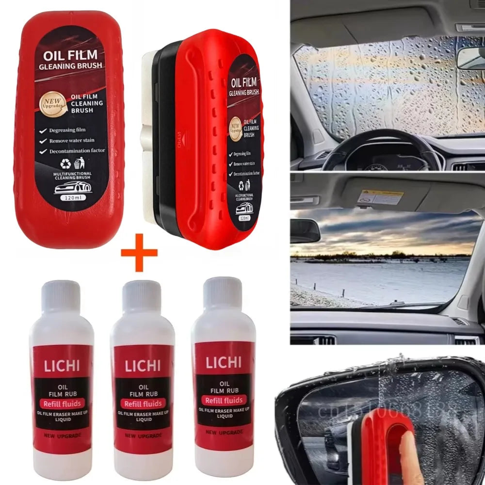 120 ml Auto-Ölfilmreiniger für Windschutzscheibe – Hydrophober Glasreiniger mit Reinigungsbürste
