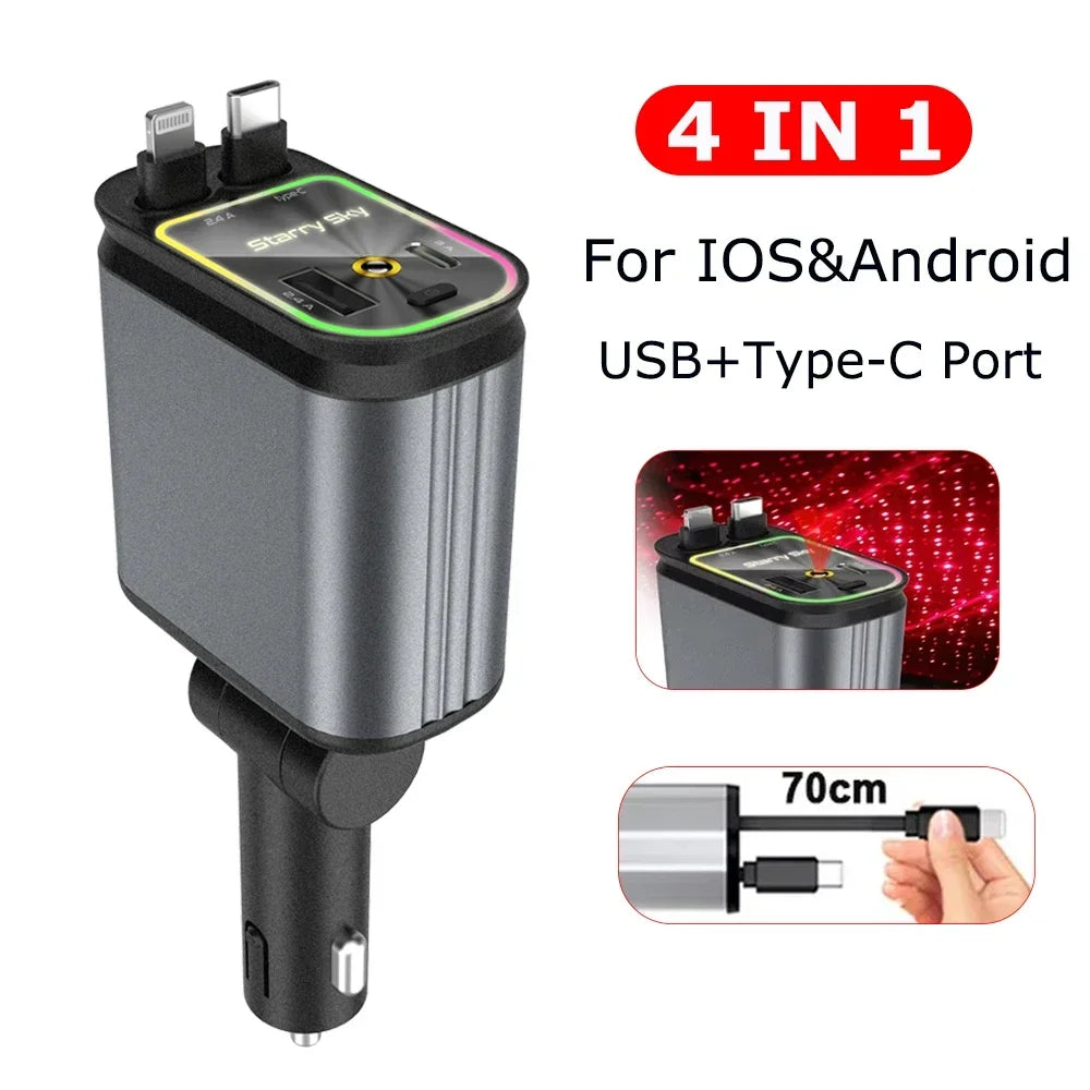 5-in-1 Autoladegerät 45 W – USB-C, Sternlicht & Aroma